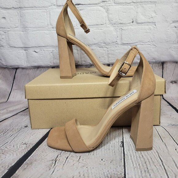 Steve Madden Womens Tiaa Nubuck Ankle Strap Block Heels - Picture 4 of 8